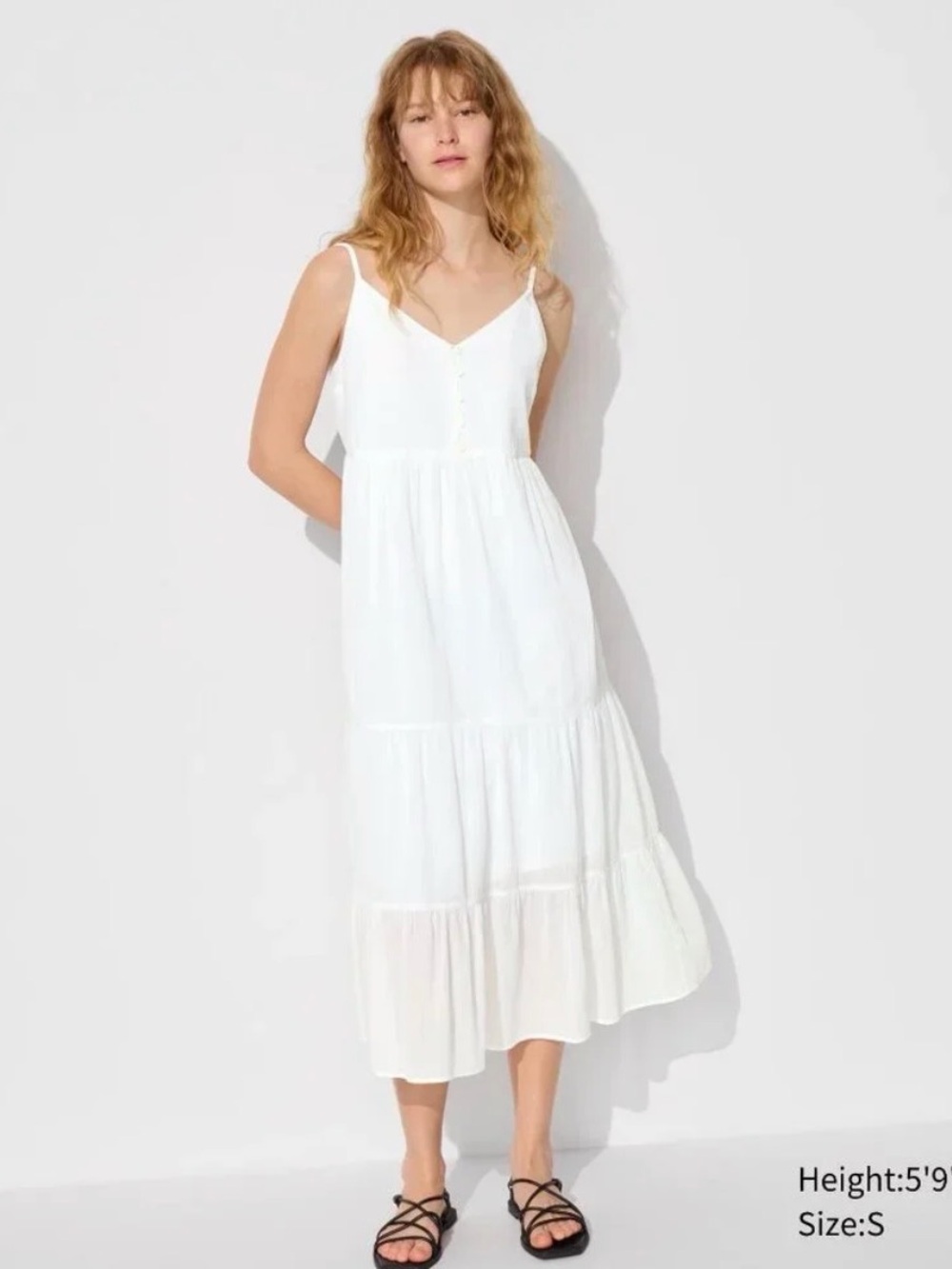 Uniqlo White Sleeveless Tiered Maxi Dress